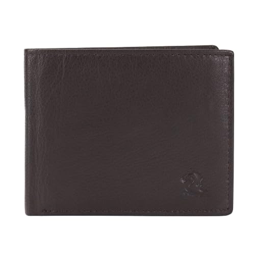 KARA Brown Men's Genuine Leather Wallet – Bifold, 2 Cash Compartments, Coin Pocket, 10+ Card Slots, Hidden & Transparent Flip Sections