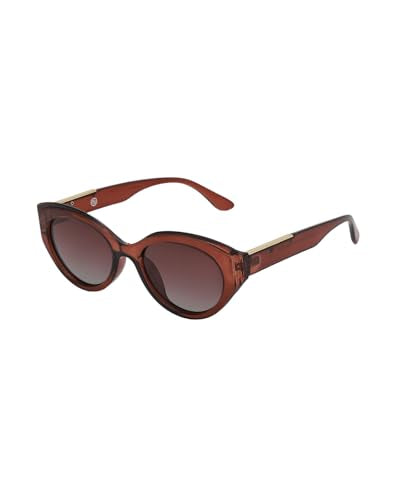 Brown with Gold Toned and Brown Polarised Lens Cat Eye Sunglass for women