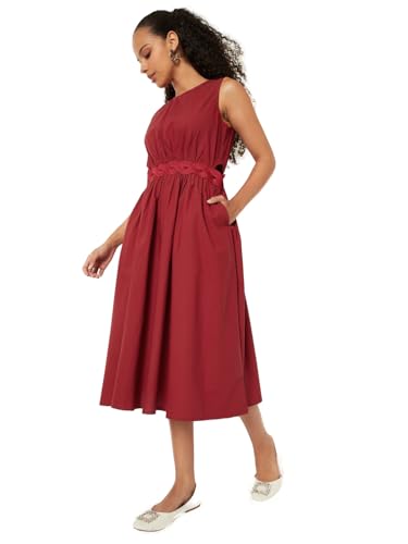 Max Women Solid A-line Dress (Red_XS)