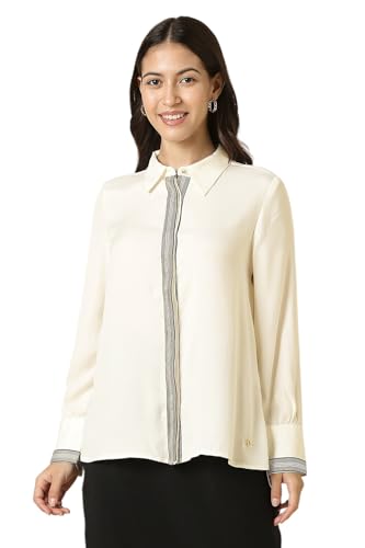 Women Beige Stripe Long Sleeves Shirt