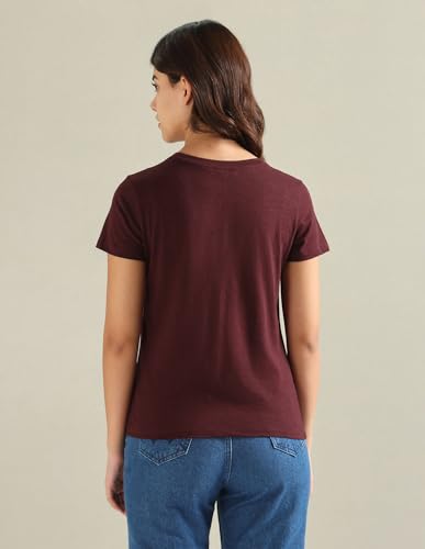 U.S. POLO ASSN. Women's Brand Print Cotton Slub T-Shirt (UWSS24TSH139_Red_S)