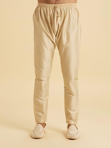 Manyavar Men's Cotton Blend Diamond Patchwork & Chikankari Kurta Pajama Set (Light Mid Green,S)