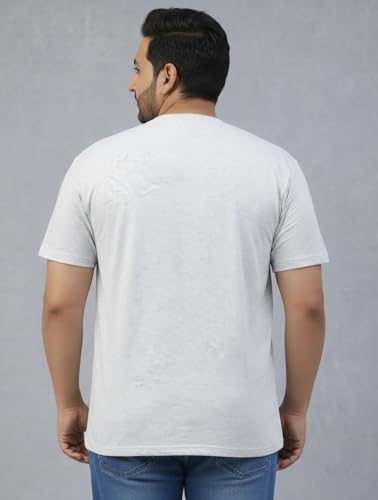 THE SOUTH STORE Men's Grey Melange Round Neck Half Sleeve Printed Plus Size T-Shirt | One More Rep