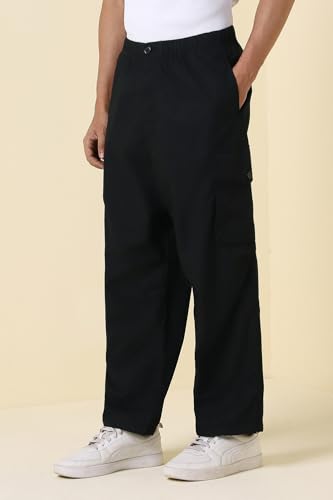Men Navy Solid Casual Trousers