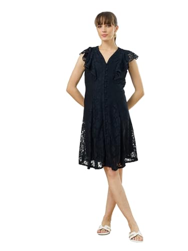 Latin Quarters Women's Black Cap Sleeves V-Neck Party Dress_M