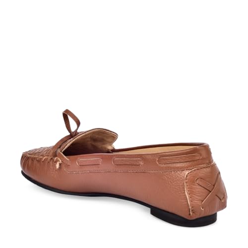 eske Women's Woven Leather Moccasins | Soft Genuine Cosmos Leather | Cushioned Insole | Slip-On Comfort Shoes | Lightweight Flat Driving Loafers (Summer Cognac, UK Footwear Size System, Adult, Women, Numeric, Medium, 3)