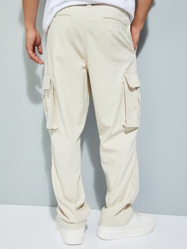 Max URB_N Men Solid Regular Fit Cargo Trousers (White_34)