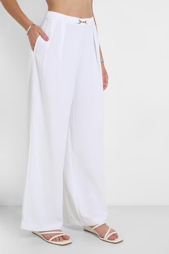 Annabelle by Pantaloons Women's Loose Casual Pants (SS25WWANBWV00071C36A33 DE Blanc