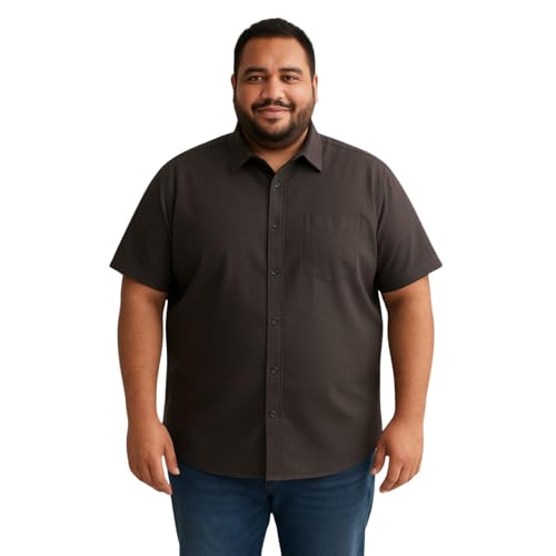 ADAMS BRIDGE Mens Plus Size Cotton Blend Casual Shirt | Regular Fit | Full Sleeve Solid Shirt for Men | Comfortable and Breathable (Brown-9XL)