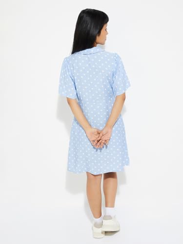 Max Alaya F x URB_N Women Printed A-line Dress (Blue_M)