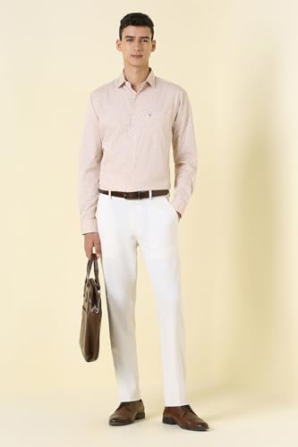 Men Beige Print Full Sleeves Formal Shirt