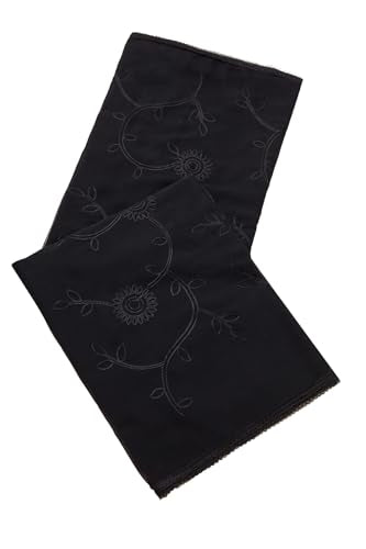 Soch Womens Black Chiffon Embroidered Dupatta