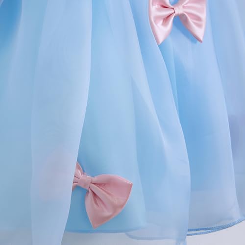 Hopscotch Girls Bow Applique Dress with Headband in Blue Color for Age (2-3 Years)