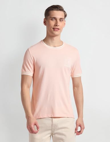 U.S. POLO ASSN. Mens Graphic Round Neck HS T-Shirts (UDTSHS0740_Pink_XL)