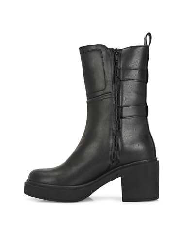 Delize Black Women calf high platform boots-66292-41