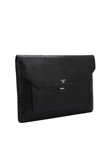 Da Milano Leather Laptop Bag for Men & for Women - Fits Upto 14" Laptop - Black