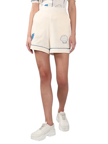 VERO MODA Women's Regular Fit High Rise White Shorts