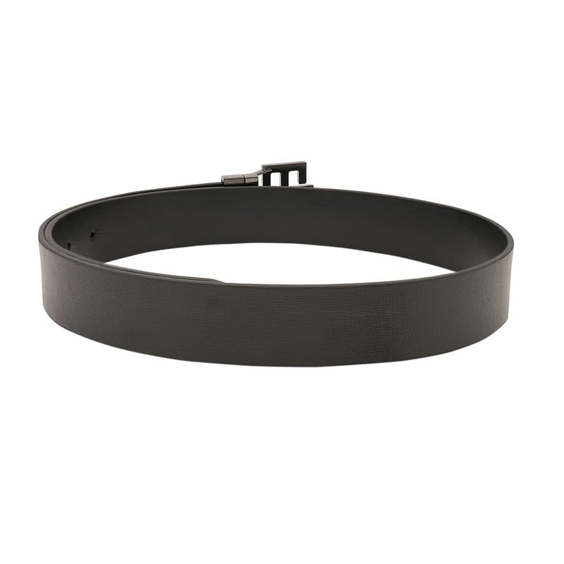 Tommy Hilfiger Men's Phnom Reversible Leather Belt - Textured Black Style With Th Monogram And Brushed Gunmetal Finish - Semi-Formal Versatility | Size L - 100 CM | Ideal for Gifting
