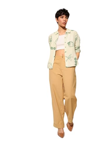 ONLY Women Regular Fit High-Rise Brown Pants