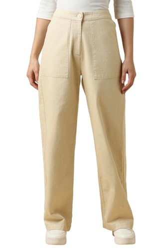 Allen Solly Women's Regular Casual Pants (AHTFCRGF142343_Beige