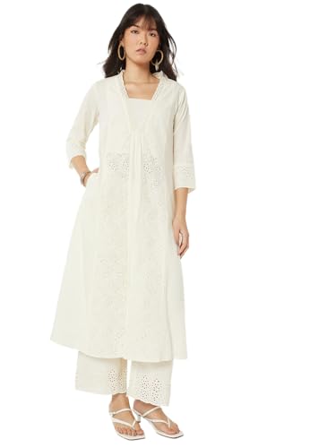 Max Women Schiffili A-line Kurta (White_L)