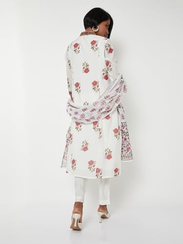 Max Women Printed A-line Kurta Set (White_XL)