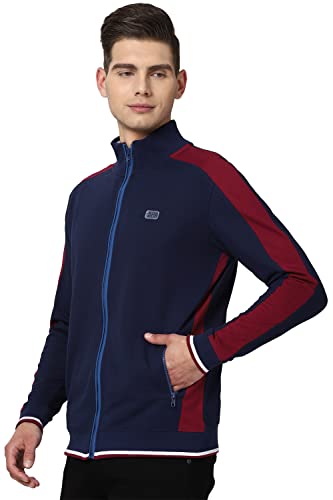 Peter England Men's Cotton Blend High Neck Sweatshirt (PJSTJRGF295396_Navy_M)