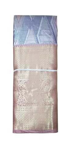 VFCollections Women's Traditional Handloom Classic Kanchipuram Silk Pure Pattu Sarees, Rich Peacock Butta All over | Rich Zari Woven Design | Bridal Saree | Unstitched Blouse