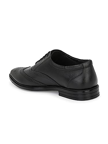 Eego Italy Plus Size Genuine Leather Brogue Lace Up Shoes_GT-17-BLACK-12