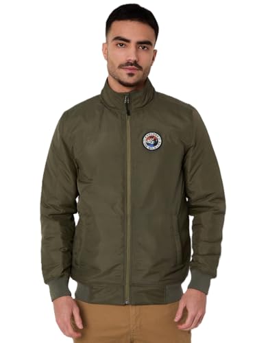 Wildcraft Men Sierra Solid Nylon Blend Collored Casual Quilted Jacket, Full Sleeve - Regular fit, Olive Green, M