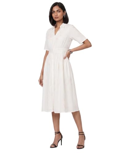 Max Women Embroidered Midi Dress (White_XL)