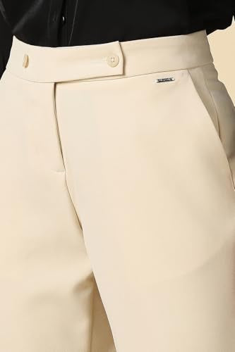 Women Beige Solid Formal Trousers