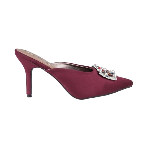 Catwalk Women Stylised Open Back Kitten Heels | For Women & Girls (MAROON,9 UK)