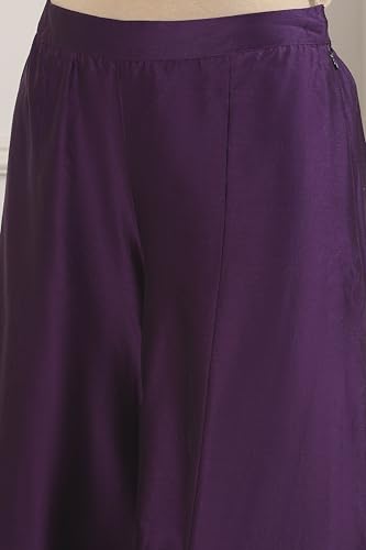 Biba Women Purple Chanderi Silk Anarkali Suit Set_36
