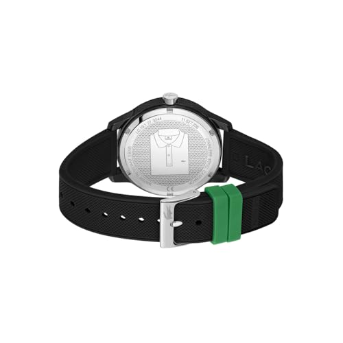 Lacoste Lacoste.12.12 Qtz Basic Black Round Dial Men's Watch|Black Silicone Material|Multi Color Band - 2011134