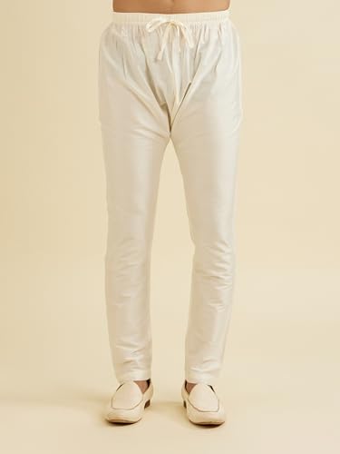 Manyavar Men's Viscose Blend Ethnic Motifs Printed Kurta Set (Blue,XXL)