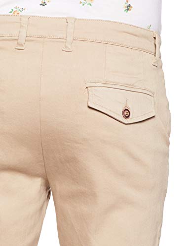 Amazon Brand - Symbol Men's Regular Fit Cotton Stretchable Shorts (AW19-SHR-ESS-03_Stone_34)