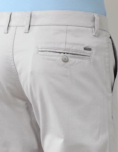 Arrow Sports Men's Grey Solid Mid Rise Cotton Button Slim Fit Flat Front Slant Pocket Trousers (ASAJTR2531_Grey_34)