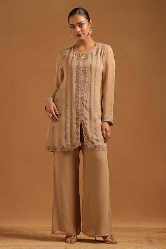 Soch Womens Beige Georgette Embellished Salwar Suit With Stone Work