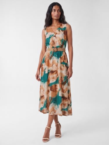 Max Women Printed Midi Dress with Belt (Multicolour_XS)
