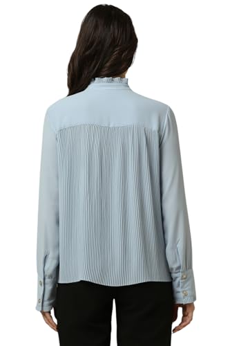 Allen Solly Women Light Blue Solid Long Sleeves Shirt