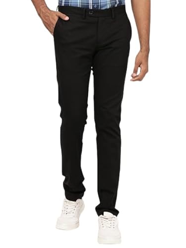 Men Brooklyn Fit Cotton Stretch Trouser, Black, 32