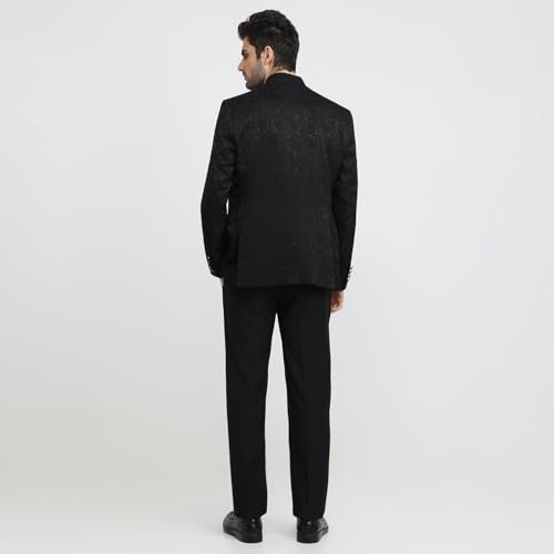 Raymond Black Jacquard Pattern Men Suit