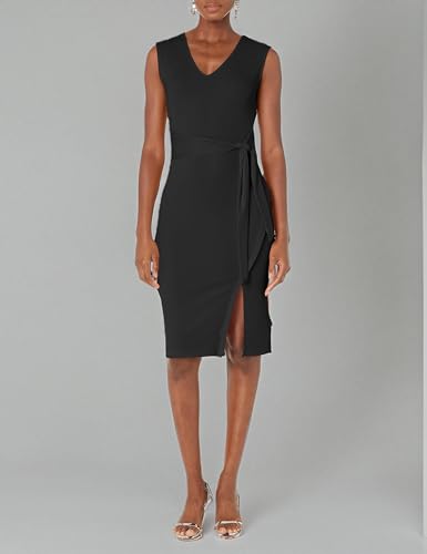 GUESS Women Black Solid V-Neck Dress