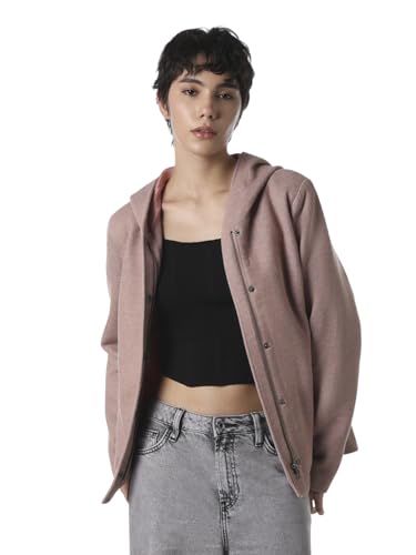 ONLY Women's Solid Regular Fit Pink Jacket