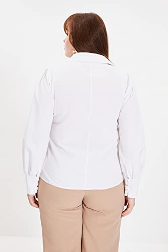 Trendyol Women Regular Basic Shirt Collar Woven Shirt, White, 42