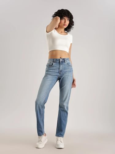 Medium-Wash Slim Fit Mid Rise Jeans