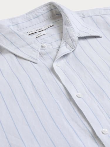 Calvin Klein Jeans Men's Striped Regular Fit Shirt (40BM134450_Skywriting