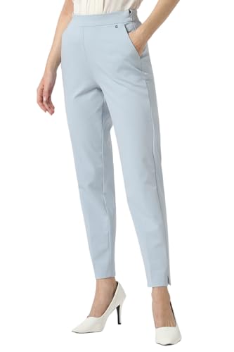 Van Heusen Women Light Blue Solid Formal Regular Fit Trousers