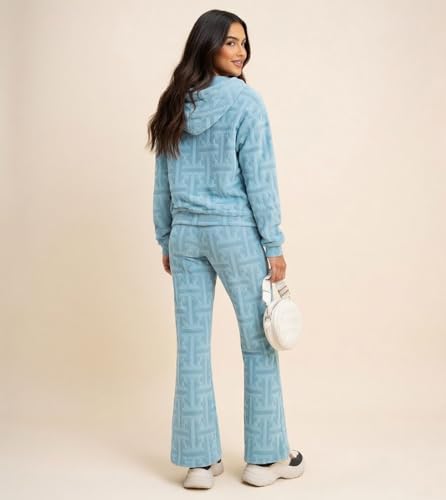 LERIYA FASHION Co-ord Set for Women Stylish | Warm Hooded Hoodie & Pant Set | Winter Wear Womens Dress | Casual Travel & Loungewear Outfit (LF-W2513&TR1454-4XL-Blue)
